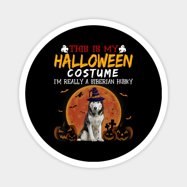 Halloween Vintage Loves Siberian Husky Funny Dog Mom Dad Magnet by JaydeMargulies